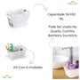 Imagem de Kit 4 Cestos Organizadores Mosaico Retangular 650 Ml Branco