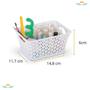 Imagem de Kit 4 Cestos Organizadores Mosaico Retangular 650 Ml Branco