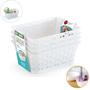 Imagem de Kit 4 Cestos Organizadores Mosaico Retangular 650 Ml Branco