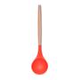 Imagem de Kit 4 Colher Silicone Arroz Vermelho Resistente Cabo Bambu