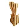 Imagem de Kit 4 Colheres Utensílios Culinária Madeira Bambu Ecológico Suporte Cozinha Comida