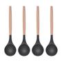 Imagem de Kit 4 Conchas Silicone Feijão Preto Cabo Bambu Não Arranha
