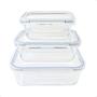 Imagem de Kit 4 Conjunto 3 potes Herméticos retangular 300/600/1040ML