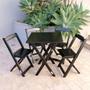 Imagem de Kit 4 Conjunto com Jogo de Mesa 70x70 com 4 Cadeiras Dobráveis - Preto