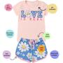 Imagem de Kit 4 Conjunto Verão Infantil Juvenil Feminino Blusinha e Shorts em Algodão + Cotton Roupa Menina Tamanhos 10 12 14 16