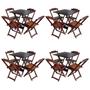 Imagem de Kit 4 Conjuntos de Mesas Dobraveis 70x70 em Madeira Maciça com 4 Cadeiras - Imbuia