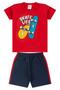 Imagem de Kit 4 Conjuntos Infantil Menino Verão Camiseta em Meia Malha com Manga e Bermuda de Moletinho com Elástico