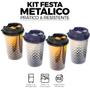 Imagem de Kit 4 Copos Metalizados 750ml Drink Carnaval Com Tampa