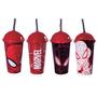 Imagem de Kit 4 Copos Milk Shake Homem Aranha Com Canudo 500ml