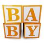 Imagem de Kit 4 Cubos Baby Box Em Mdf Dourado C/ Letra Decoração Baby