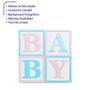 Imagem de Kit 4 Cubos Mdf Baby Box Azul E Rosa Decoração Chá Revelação