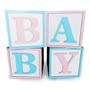 Imagem de Kit 4 Cubos Mdf Baby Box Azul E Rosa Decoração Chá Revelação