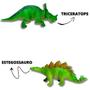Imagem de Kit 4 dinossauros de Borracha Dino Jurássico Triceratops Alossauro Anquilossauro Brinquedo dia crianças