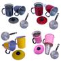 Imagem de Kit 4 em 1 Multiuso Cafeteira 750ml Italiana em Alumínio + Cuscuzeiro Individual Porção Única + Fervedor + Escorredor de Massas