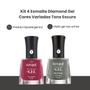 Imagem de Kit 4 Esmalte Diamond Gel Cores Variadas Tons Escuro