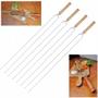 Imagem de Kit 4 Espetos Duplo 75cm Churrasco Cabo Madeira Mor