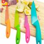 Imagem de Kit 4 Facas Coloridas Aço Inox Cabo de Plástico Multiuso Cozinha