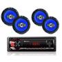 Imagem de Kit 4 Falantes 6 Pol 55w Orion + Rádio Para Carro Bluetooth