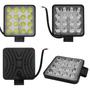 Imagem de Kit 4 Farol Milha 16 Leds 48w 12v/24v Quadrado Off Road 6000k