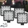 Imagem de Kit 4 Farol Milha 16 Leds 48w 12v/24v Quadrado Off Road 6000k