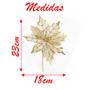 Imagem de Kit 4 Flor Artificial Decoração Natal Brilho Dourada 23cm