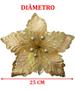 Imagem de Kit 4 Flores Artificial Glitter Dourado Enfeite Natal 25cm