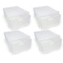Imagem de Kit 4 Gaveteiros Empilhável Modular  Rattan Transparente