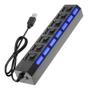 Imagem de Kit 4 Hub 7 Portas Usb 2.0 Com Led Indicador Uh-257 Preto