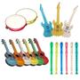 Imagem de Kit 4 Instrumentos Musical Violão Pandeiro Flauta Guitarra Infantil Brinquedo Banda