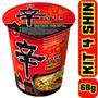 Imagem de Kit 4 Lamen Coreano Copo Shin Ramyun 68G Comida Coreana