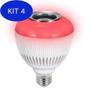 Imagem de Kit 4 Lampada Bluetooth Branca com Caixa de e Som Led
