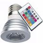 Imagem de Kit 4 Lâmpadas Spot Led Rgb 16 Cores + Controle 24 Funções 3w E27