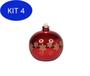 Imagem de Kit 4 Lamparina Decorativa Natal Vermel Para Fluido Velas