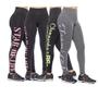 Imagem de Kit 4 legging adulto feminina fitness academia cós alto escrita lateral básica