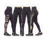 Imagem de Kit 4 legging adulto feminina fitness academia cós alto escrita lateral básica