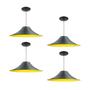 Imagem de Kit 4 Luminária Pendente Chapéu Chinês Com Interior Amarelo Com Fiação 110/220v
