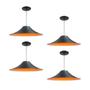 Imagem de Kit 4 Luminária Pendente Chapéu Chinês Com Interior Laranja Com Fiação 110/220v
