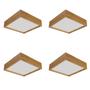 Imagem de Kit 4 Luminárias Plafon Madeira Freijó Quadrado 50cm