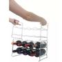Imagem de Kit 4 Mini Adegas Rack Porta 32 Garrafas De Vinho Empilhável Em Aço Cromado