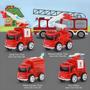 Imagem de Kit 4 Mini Caminhões De Bombeiros Brinquedo Metal Fricção