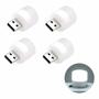 Imagem de Kit 4 Mini Luz Led Usb Luminária Abajur Lâmpada Notebook Cúpula Brancofrio Estrutura Branco 5v