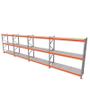 Imagem de Kit 4 mini porta pallet 250 kg 180x200x60 (CxLxP) cinza com laranja bandejas mdf branco