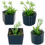 Imagem de Kit 4 Mini Vasinhos Com Planta Artificiais Decoração De Casas Escritórios