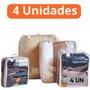Imagem de Kit 4 Organizador de Guarda Roupas Armário  Viagem Malas Transparente Multiuso C/Alça Manuseio  