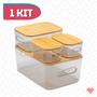 Imagem de Kit 4 Organizadores Multiuso Porta Alimentos e Objetos Tampa Bambu
