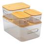 Imagem de Kit 4 Organizadores Multiuso Porta Alimentos e Objetos Tampa Bambu