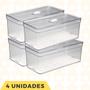 Imagem de Kit 4 Organizadores Transparente Com 4 Telas Retangular Grande