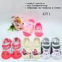 Imagem de Kit 4 pares de meia infantil modelo sapatilha com antiderrapante para crianças de 2 á 4 anos menina ótima qualidade