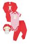 Imagem de Kit 4 peças body, calça e babador Best Club Baby vermelho bordado cachorro