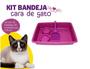 Imagem de Kit 4 Peças Caixa de Areia Bandeja + 1 Comedouro + 1 Bebedouro + 1 Pá Coletora para Gatos Felino Cor Rosa